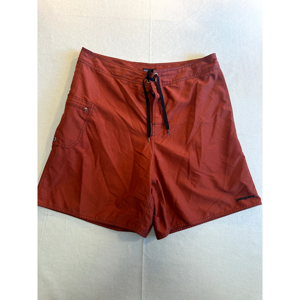 Patagonia Men's Board Shorts Size 38 Rust Brown Drawstring Waist Swim Trunks
